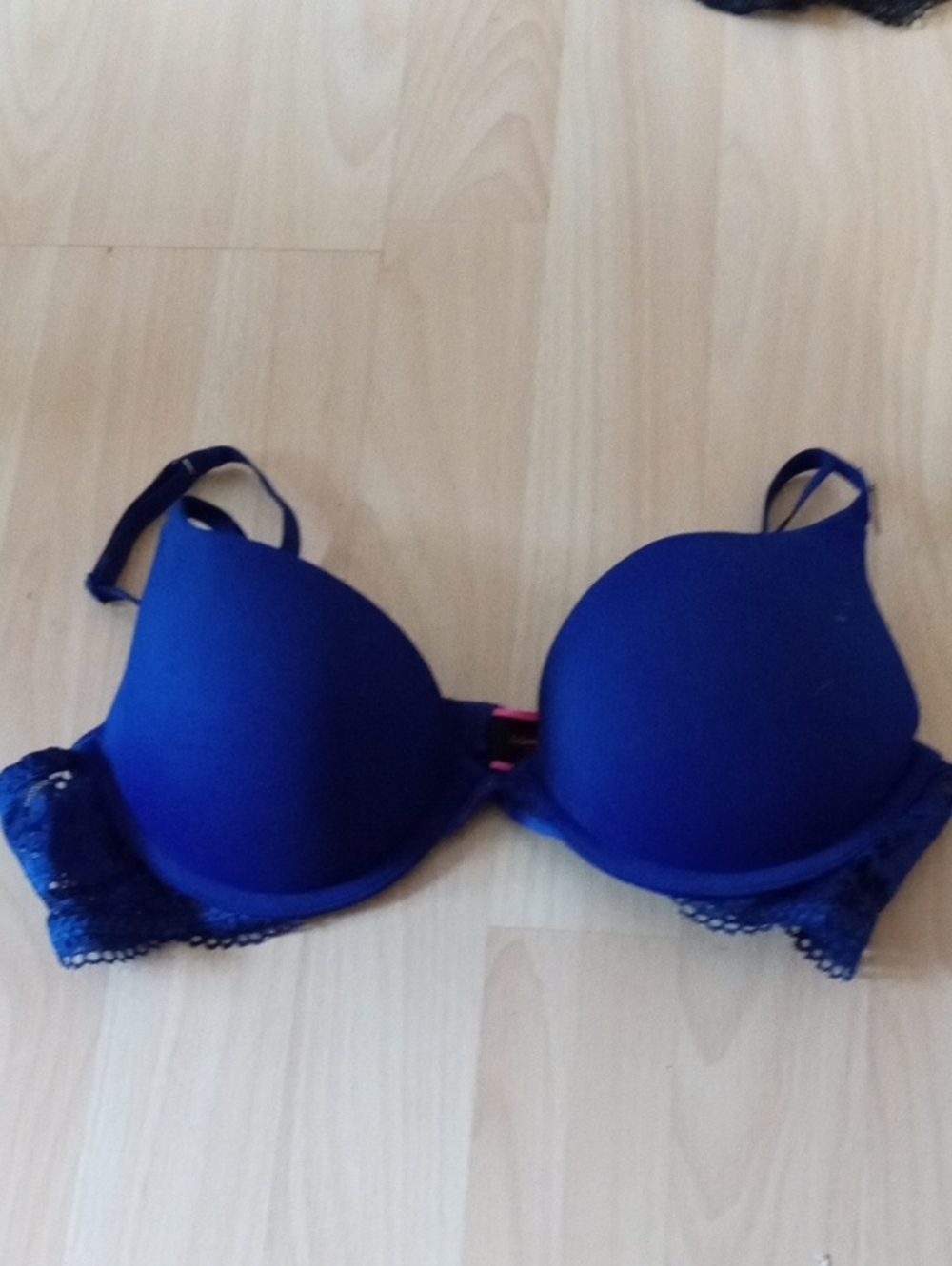 La SENZA Royal Blue Lace-Trim Push-Up Bra
